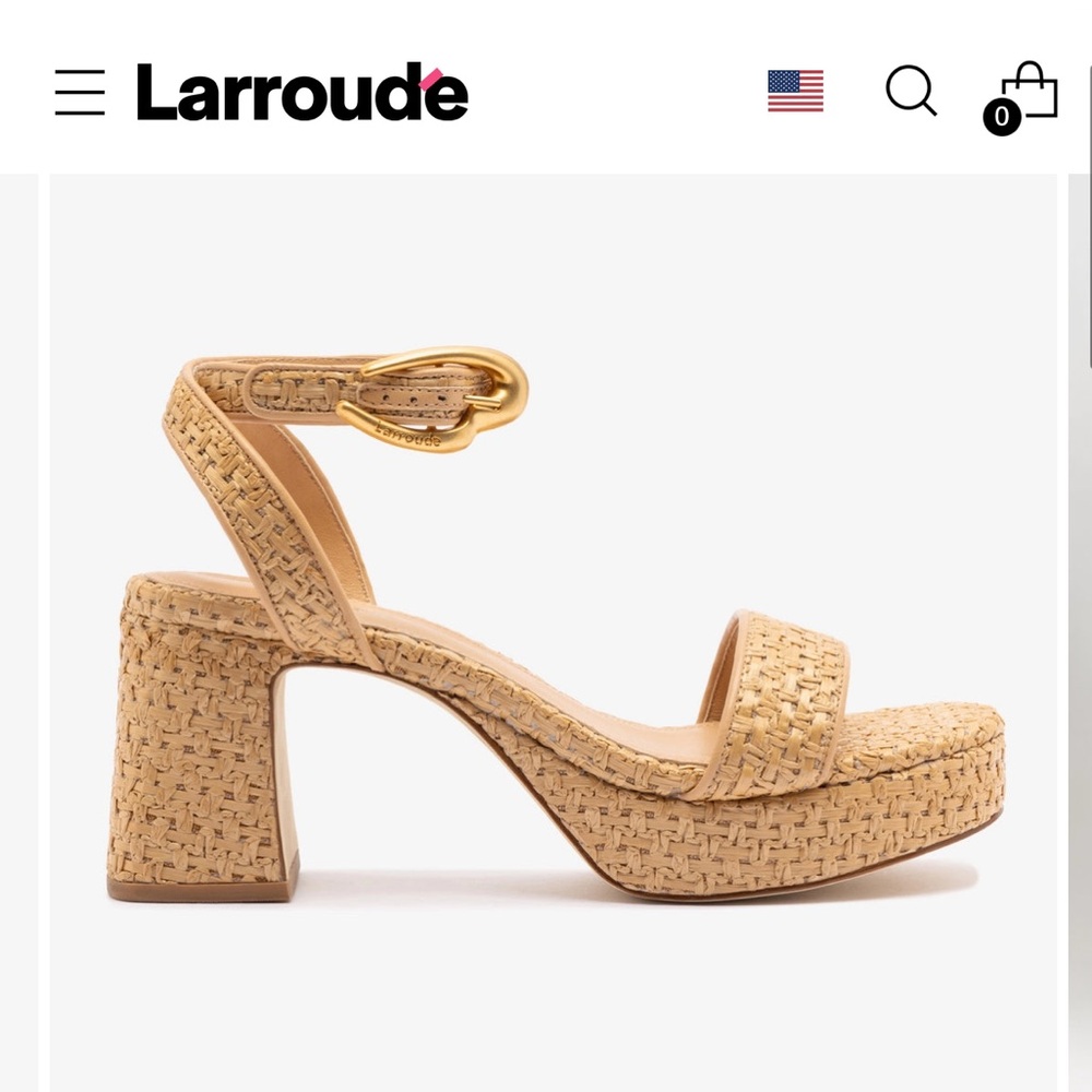 LARROUDE DOLLY VERONA LOW RAFFIA SANDALS WITH BEIGE LEATHER